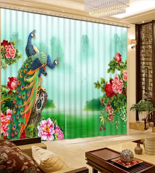 

Photo Customize size 3D Curtain Peacock Landscape Blackout Shade Window Curtains Bathroom Curtain Curtains For Bedroom