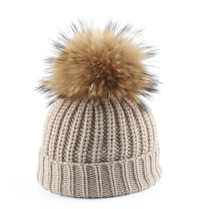 2019 новые зимние толстые вязаные шапки с помпоном для детей, меховая шапка с вязаным помпоном шляпы для мальчиков и девочек, хлопковые черепа