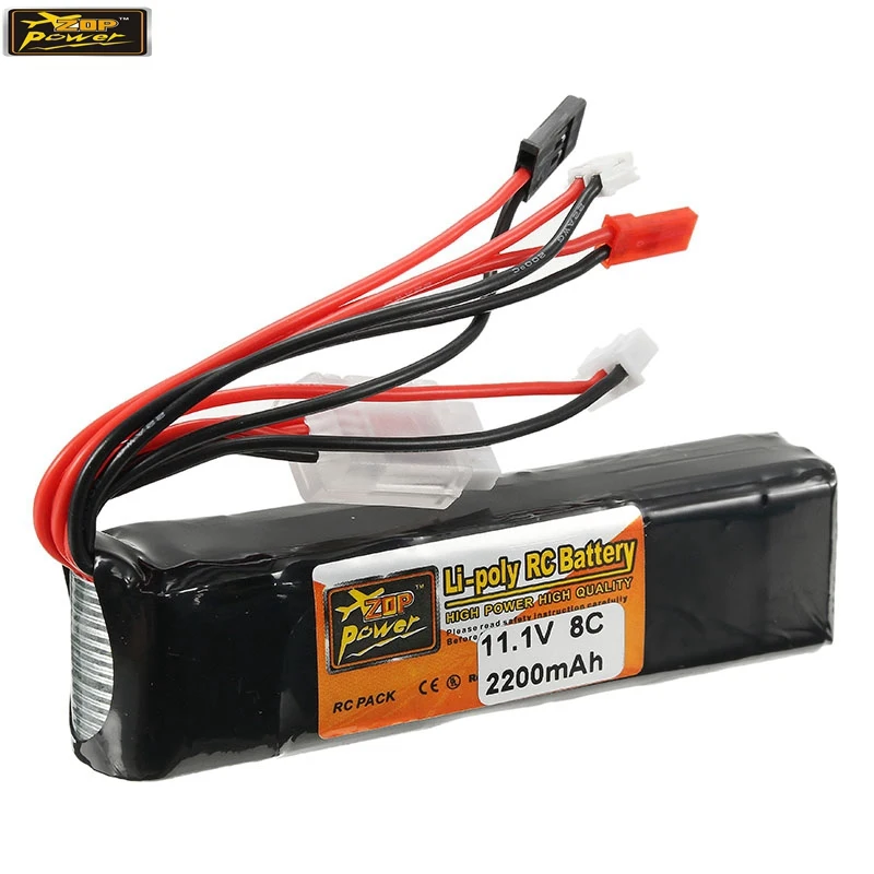New ZOP Power 11.1V 2200mAh 3S 8C Lipo Battery JR JST FUBEBA Plug for Transmitter Batteries for