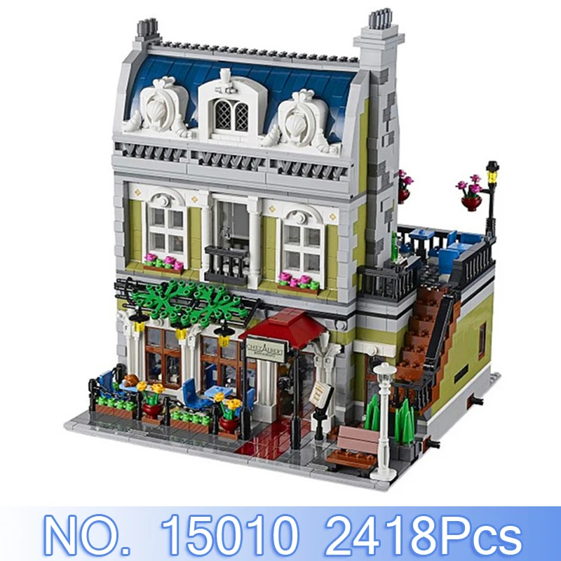 

Lepin 15010 City Creator Figures 2418Pcs Parisian Restaurant Model Building Kit Blocks Bricks Set Toy Compatible With 10243 Gift