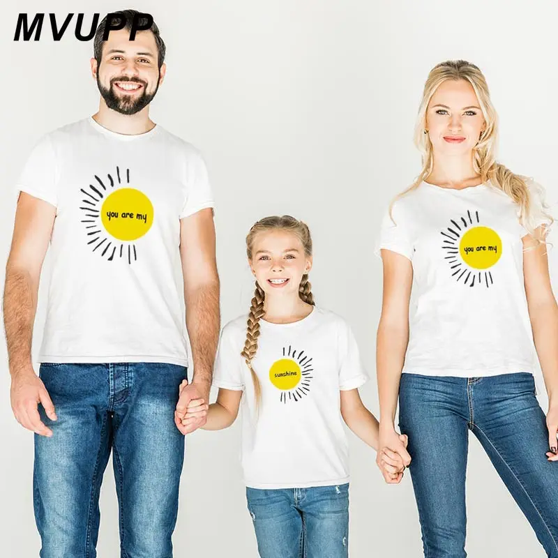 

You are my sunshine for daddy mommy and me matching t shirt father mother son daughter family look clothes big sisters outfits