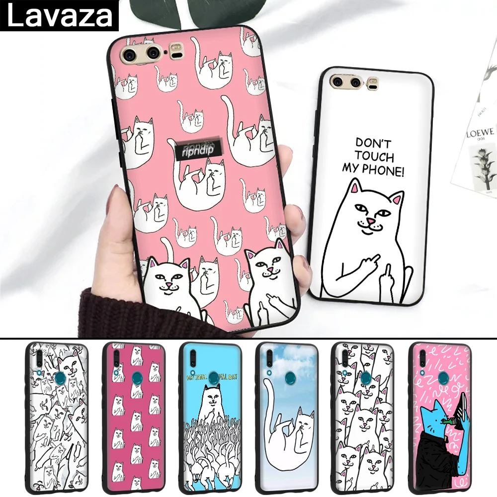 

Lavaza Fashion Cute Funny Cat Printed Silicone Case for Huawei P8 Lite 2015 2017 P9 2016 Mini P10 P20 Pro P Smart 2019
