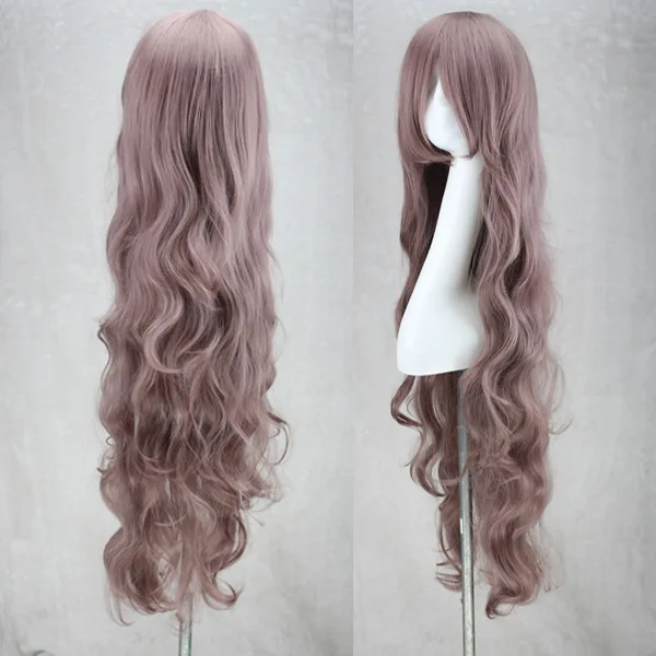 

100cm Anime Costume Long Curly Wave Synthetic Wigs Purple Hair Party Cosplay Wig for Halloween Peruca Peluca