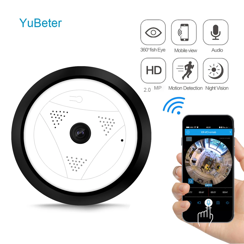 

YuBeter 960P Wireless Camera CCTV Wifi IP Camera Panoramic Fisheye Home Security Video Surveillance Night Vision Two Way Audio