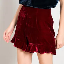 Натуральный шелк бархат женские широкие шорты шелк тутового шелкопряда оборки осенние шорты M L XL