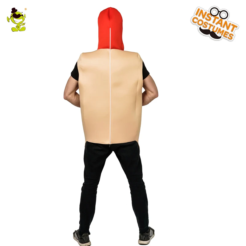 Men's Halloween Hot Dog Costume Funny Fancy Dress Jumpsuit for Christmas Cosplay image 2
