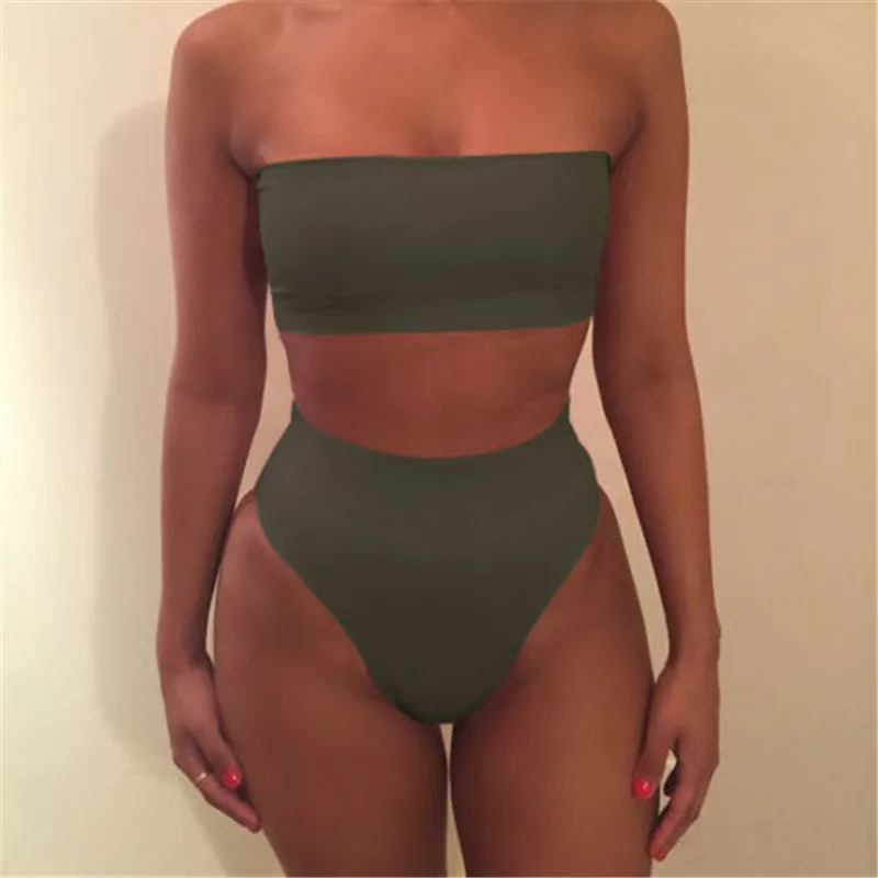 

2016 New Womens Bandage Bikini Set Straples Push-up Padded Bra High Waist Triangle Bikini Swimsuit Bathing Swimwear Suit