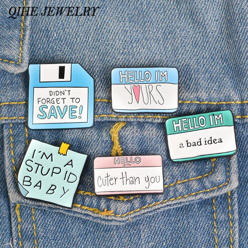 

QIHE JEWELRY Sticky Notes Enamel pin Cute Message Lapel pin Daily Plan Memo Paper Badges Brooches for Women