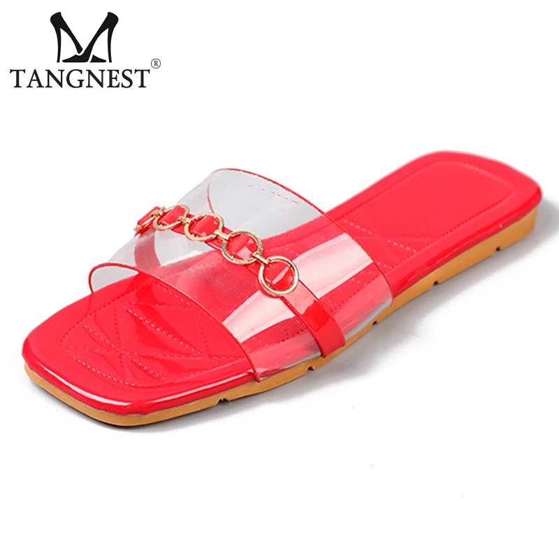 red flat slides