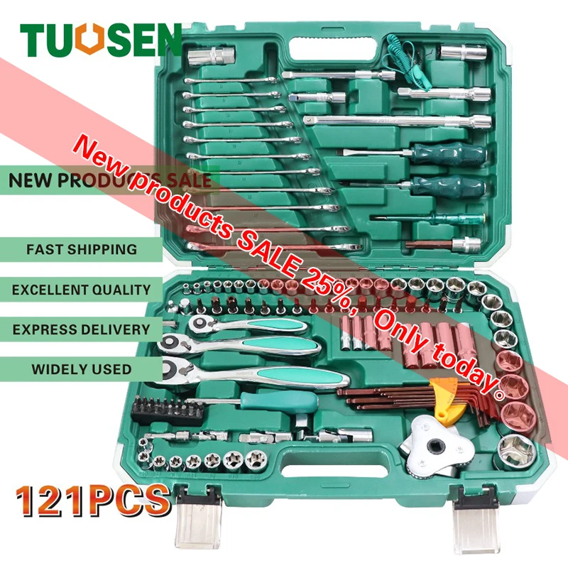 

121PCS in 1 mechanic hand ratchet tool sets auto socket wrench tools set mini repair professional gereedschap kit for car
