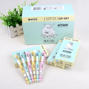 

12Pcs 0.38mm Erasable Pen Blue/Black Gel Pens Cartoon Pen School Office Writing Supplies Student Stationery(Remove By Friction)