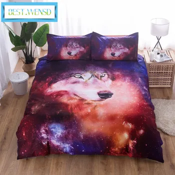 

Housse de couette 3d wolf bedding set,Cartoon animal bedroom bedclothes western style Full Queen King dekbedovertrek -bed sheet