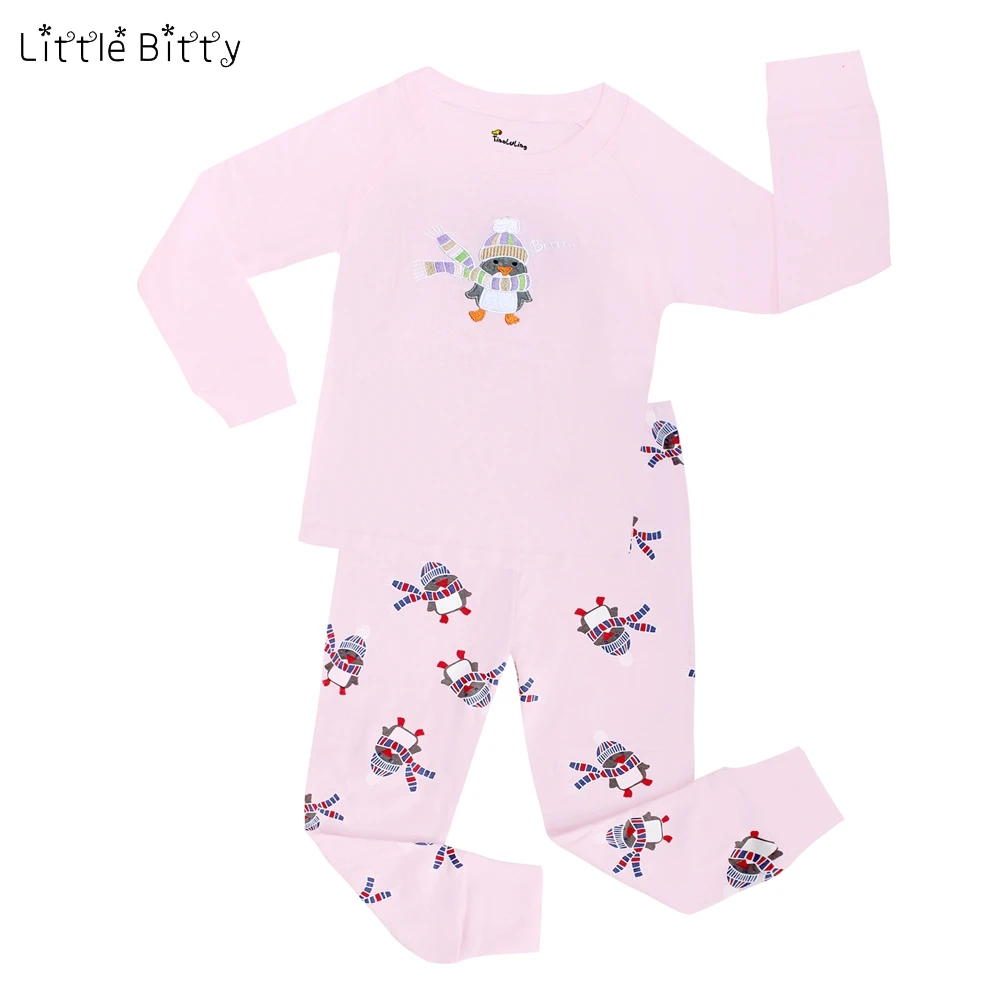 2018 Long Sleeve Children 2pc Kids Christmas Pajamas Sets Girls Penguin Pajama Boys Sleepwear