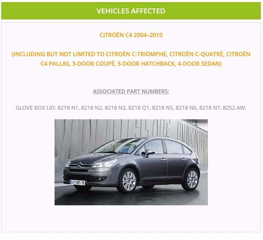 Для CITROEN C4 бардачок Отсек крышка ручка пружина Замена Ремкомплект 8218N1 8218N2 8218N3 8218Q1 8218N5 8218N6 8218N7