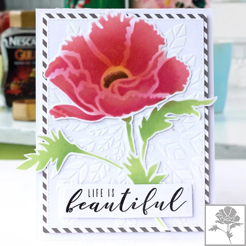 

Poppy Flower Stencil for DIY Scrapbooking New DIY Paper Cards Making Craft Fun Plastic Templates Decoration Embellishment