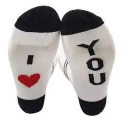 Унисекс Зимние утолщенные трикотажные гольфы в рубчик до середины икры цветные носки с буквенным принтом для влюбленных хлопковые