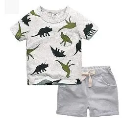 Г. Комплект одежды для маленьких мальчиков, летняя футболка с короткими рукавами и круглым вырезом с изображением динозавра топы и шорты, комплект одежды из 2 предметов - Color: c