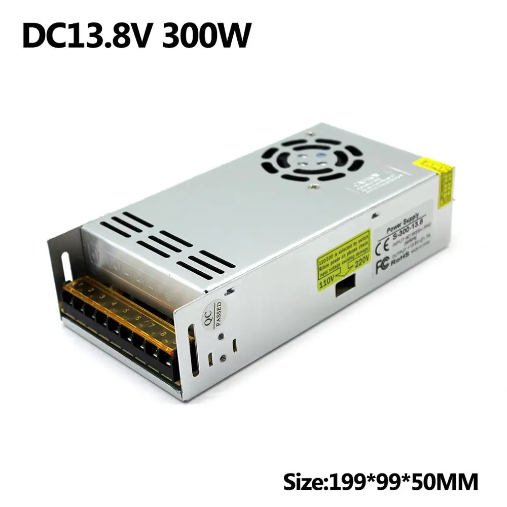 DC импульсный источник питания 13,8 V 21.7A 300 Вт Светодиодный драйвер Трансформатор 110 В 220 В переменного тока до DC13.8V импульсивный источник питания для светодиодного освещения CCTV