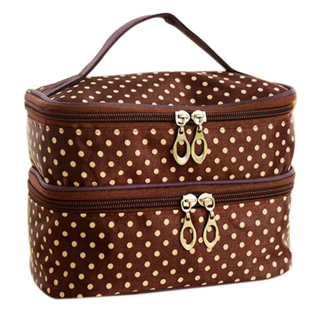 

New Style New Fashion Double-deck Travel Toiletry Beauty Cosmetic Bag Makeup Case Organizer Zipper Holder Handbag