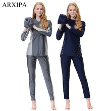 ARXIPA мусульманские купальники Хиджаб Арабский исламский для женщин купальник на молнии Burkinis скромный полное покрытие консервативны