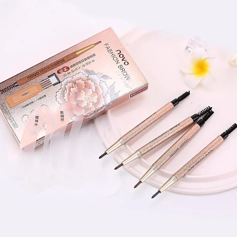 Automatic Rotation Double Eyebrow Pencil Three In One Is Not Blooming Waterproof Anti-sweat Long-lasting Soft