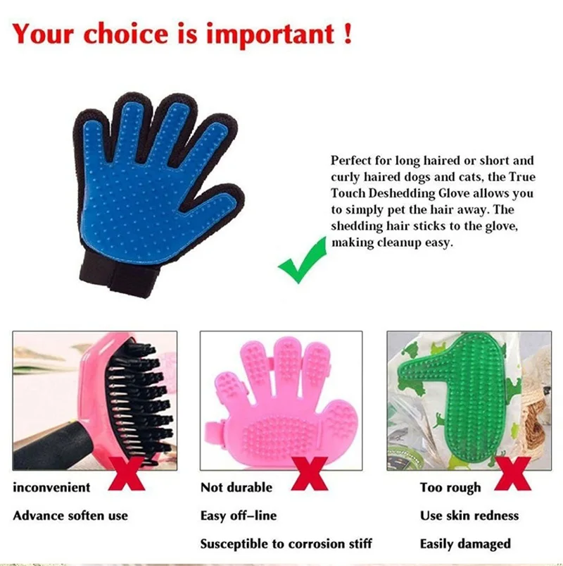New Pet Clean Combing Cats Dogs Gentle True Touch Deshedding Bath Brush Glove Pet Efficient Massage Grooming Big Easy Hair away (9)