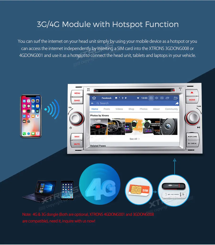 Top XTRONS 7" Android 8.1 Quad Core GPS Navigation System for FORD Focus II C-Max S-Max Galaxy Fusio RCA GPS Navigation OBD DAB WIFI 12
