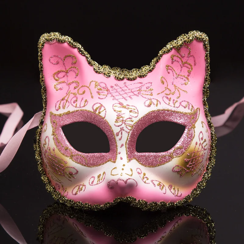 Big/Small Cat Child Cosplay Half Face Mask Party Princess Halloween Lace Mask For Party Show Masquerade Festival Mask