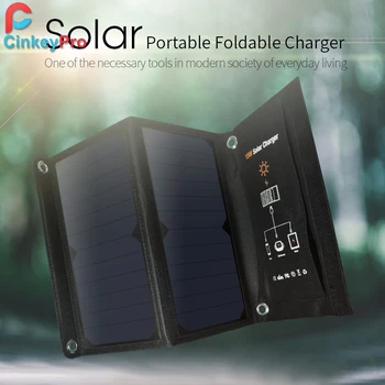 

CinkeyPro Solar Charger 15W 2-Ports USB Charging 5V/2.1A Max for Samsung iPhone Mobile Phone Universal Portable & Foldable