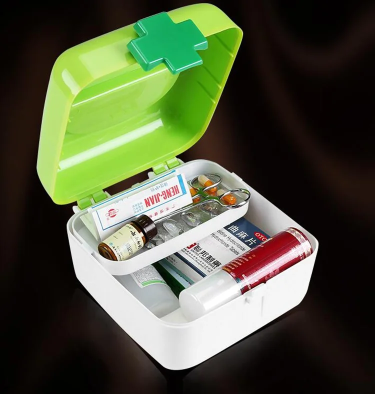 1 шт. портативный двойной семейный Аптечка коробка пластиковая медицинская большая коробка для хранения лекарств сбор Органайзер