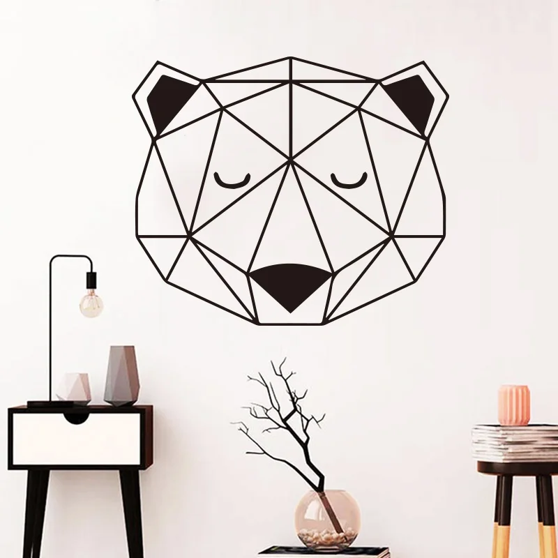 

Nordic Bear Geometric Wall Sticker Vinyl Decals Bedroom Decor For home living room kids Room Decoration stickers mural wallpaper