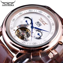 Jaragar Classic Men Watch Automatic Luxury Brand Date Day Tourbillon Business Brown Leather Male Clock Gentlemen Wristwatch Gift jaragar tourbillon men s watches classic dial day date functional automatic wristwatch men mechanical watch dress clock