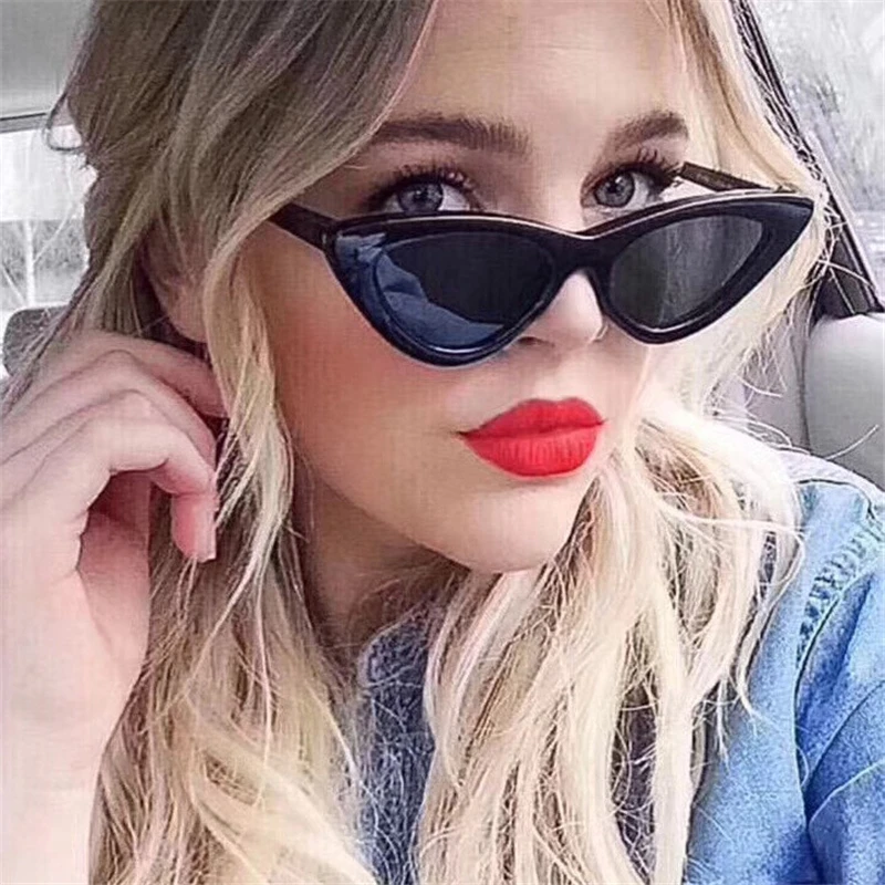 

2019cute sexy retro cat eye sunglasses women small black white triangle vintage cheap sun glasses red female uv400 GD9788