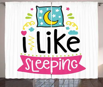 

Quote Kitchen Curtains Kids Toddler Nursery Design with I Like Sleeping Text Pillow Stars Arrows The Moon Window Decor Panel