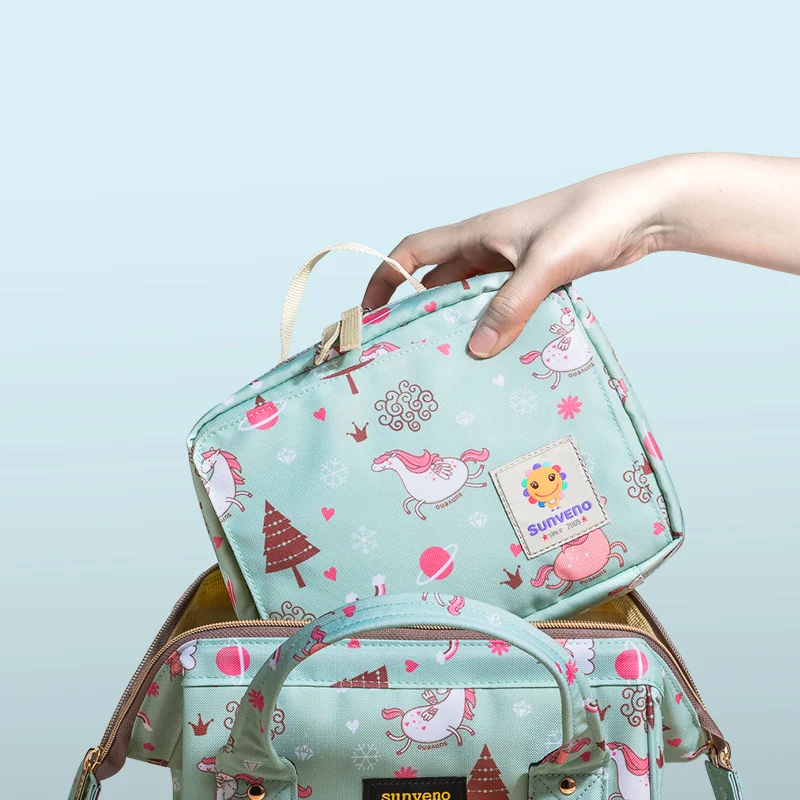 Murah Sunveno Bayi Tas Popok Tas Bersalin untuk Sekali Pakai Reusable Fashion Cetakan Kering Basah Tas Popok Double Menangani Wetbags 21*17*7 Cm