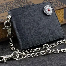 Уникальный Винтажный Мужской Байкерский кожаный кошелек на цепочке стиль черный