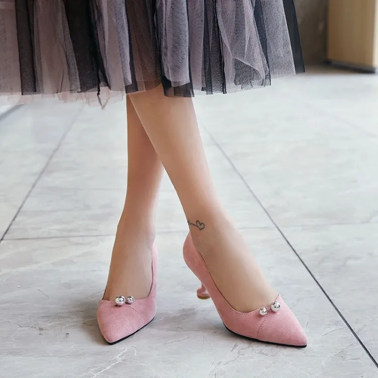 

Big Size 11 12 13 14 15 16 ladies high heels women shoes woman pumps Pearl Drill Point Wine Cup and Single Shoe