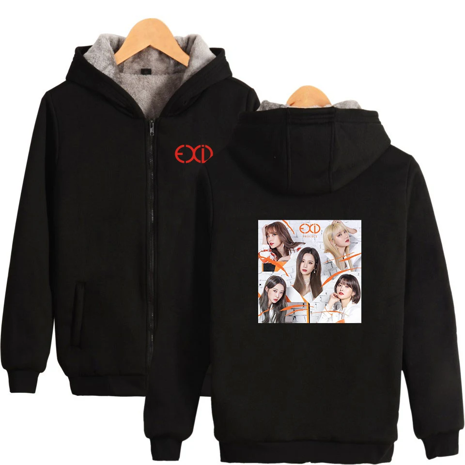 EXID модные куртки с напечатанным рисунком для женщин/мужчин Kpop с длинным рукавом на молнии с капюшоном теплые пальто 2019 горячая распродажа