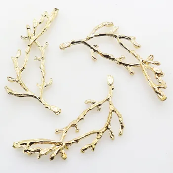 

New10Pcs 58*23mm Gold Metal Branches Diy jewelry Accessories Rhinestones Pedestal Holiday party Caps Decoration Gold Color