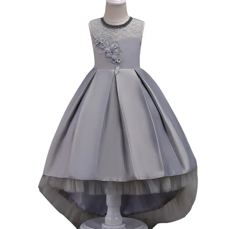 Летнее платье для девочек-подростков; Детские платья для девочек; торжественное платье подружки невесты; платье принцессы; вечерние платья для свадьбы; 10-12 лет - Цвет: Gray