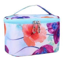 Fashion Vintage Floral Flower Printed Portable Cosmetic Bag Zipper Handbag Women Ladies Travel Make Up Bags