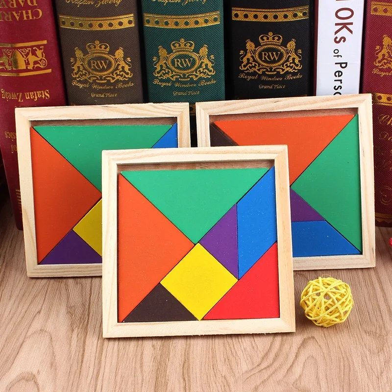 Красочные деревянные Tangram головоломки игрушки тетрис игра дошкольного волшебства интеллектуальная развивающая детская игрушка GYH