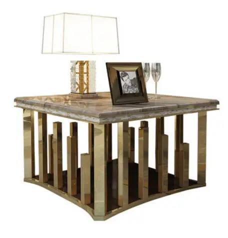 Natural marble Stainless steel Coffee Table Living Room Home Furniture minimalist modern rectangle mesas de centro table basse