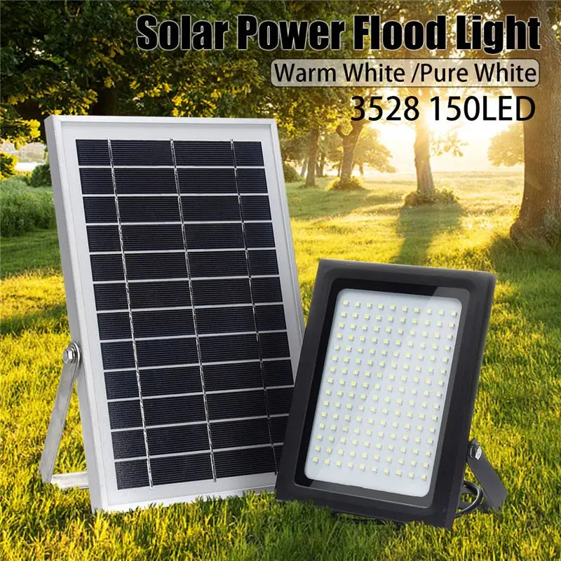 

150LED Solar Powered Floodlights Motion Sensor Radar Induction Lamp+Lights Control Wall Lamp for Outdoor Garden Path Waterproof