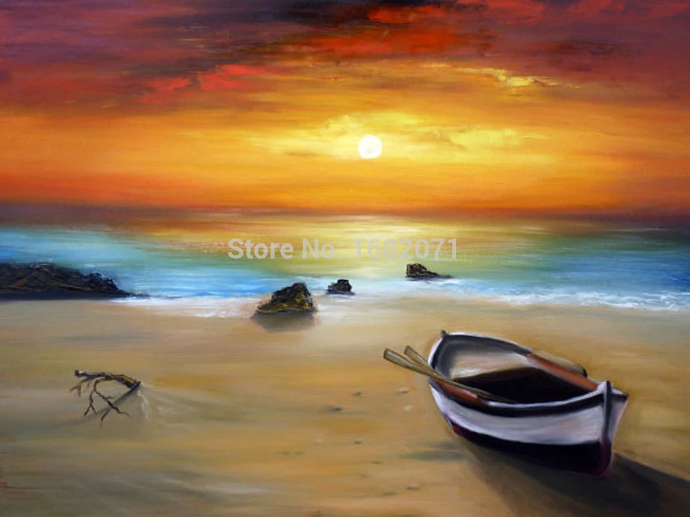 Realist Abstract Landscape Sunset Oil Painting On Canvas Impression Sea