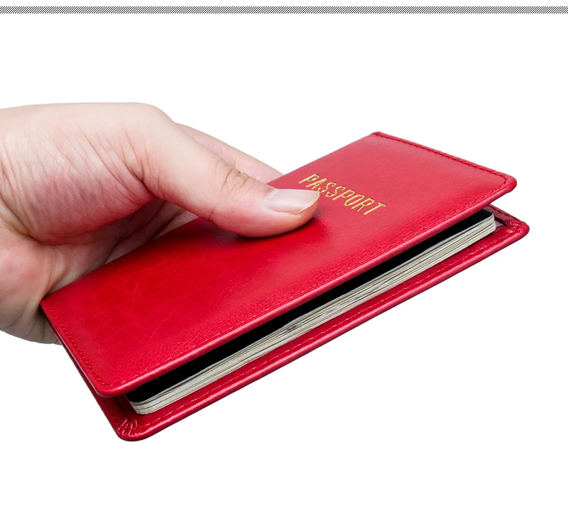 США Bronzing сплошной цвет искусственная кожа Красный unisex Новые паспорта сумка ID кредитных билет для паспорта Мягкая обложка папки