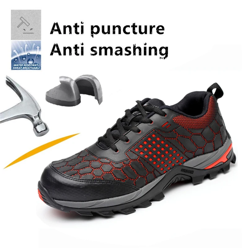 

NIS Anti-puncture Lightweight Bulletproof Men Work Safety Shoes Men Boots Steel Toe Breathable Anti-smashing Casual Hiking Shoes