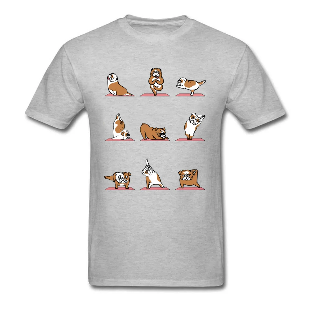 Tops Tees English Bulldog Yoga Summer 2018 New Printed Short Sleeve Pure Cotton Crew Neck Men T-shirts Printed T-shirts English Bulldog Yoga grey