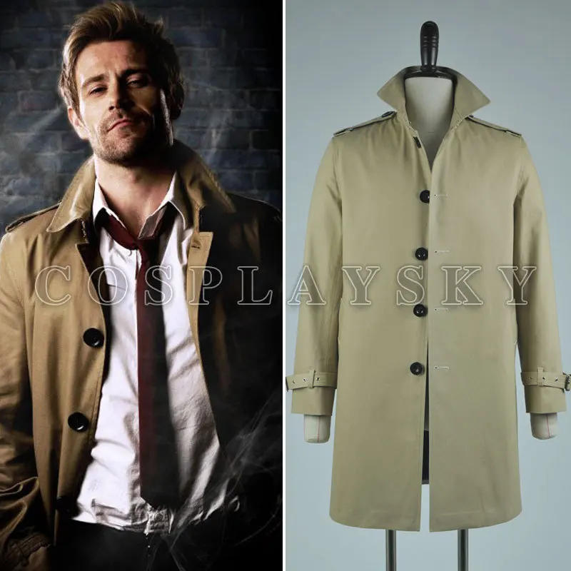 

John Constantine Trench Coat Cosplay Costumes Beige Color Cosplay Costume for Men Male Boys Custom Any Size