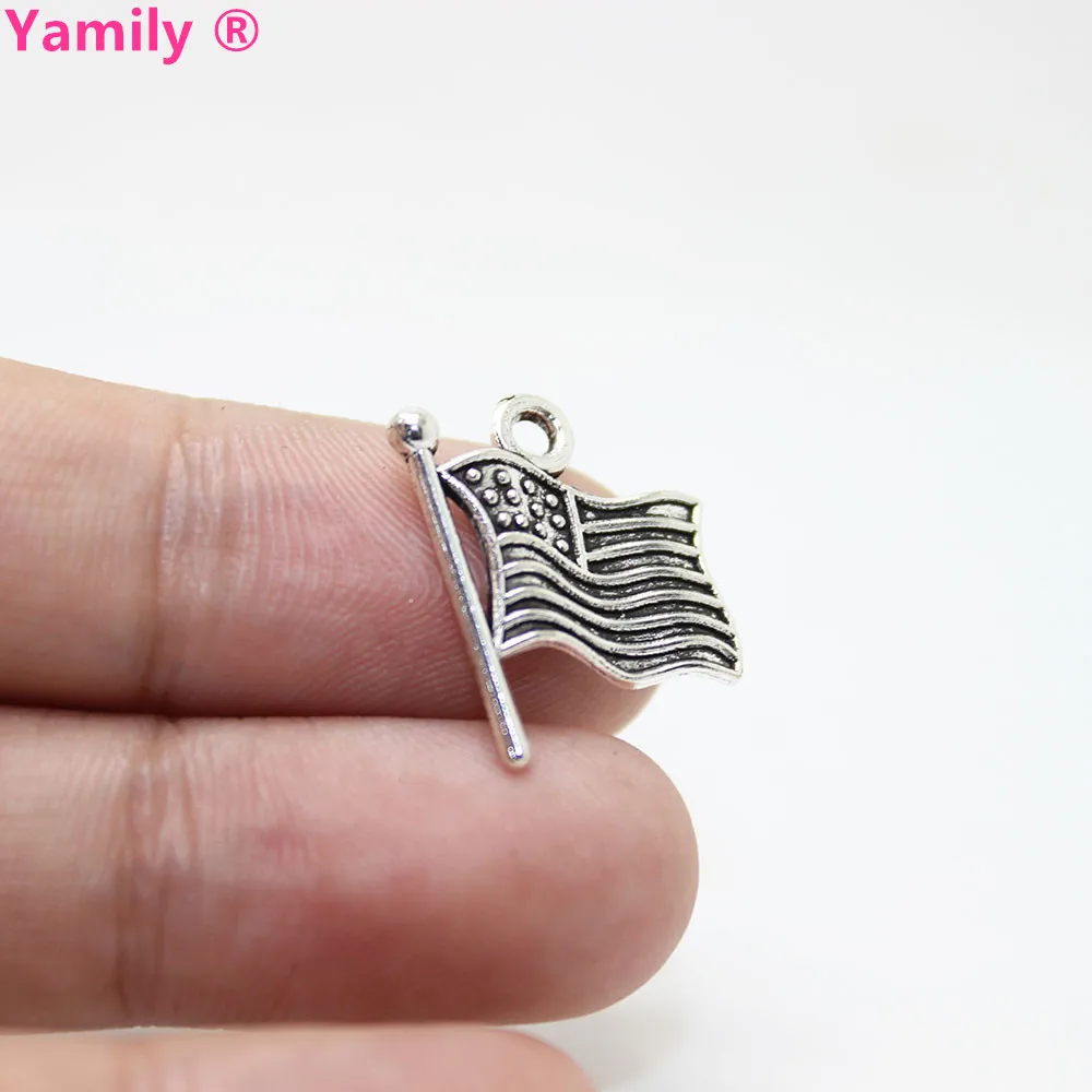 10pcs 18x14mm Flag Charms Antique silver tone USA Flag Charms pendant